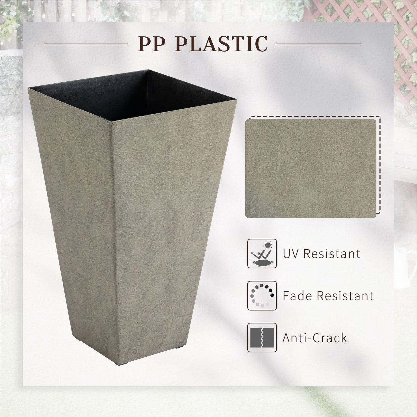 Ensemble de 3 pots de fleurs en plastique Outsunny de 71 cm de haut, grands pots de jardin en plastique pour l'intérieur et l'extérieur, pour l'entrée, la terrasse et le jardin.