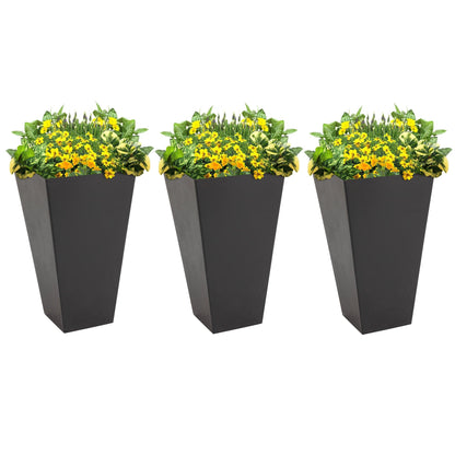 Ensemble de 3 pots de fleurs en plastique Outsunny de 71 cm de haut, grands pots de jardin en plastique pour l'intérieur et l'extérieur, pour l'entrée, la terrasse et le jardin.