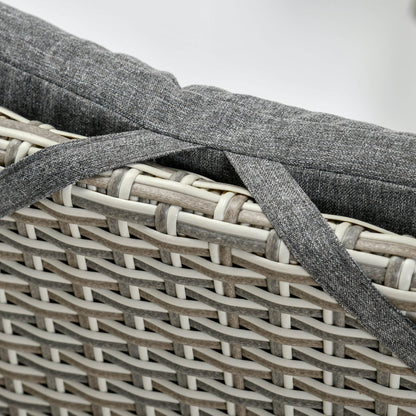 Ensemble de canapé de patio 3 pièces Outsunny en rotin PE, fauteuils inclinables d'extérieur, table basse avec plateau en plastique imitation bois