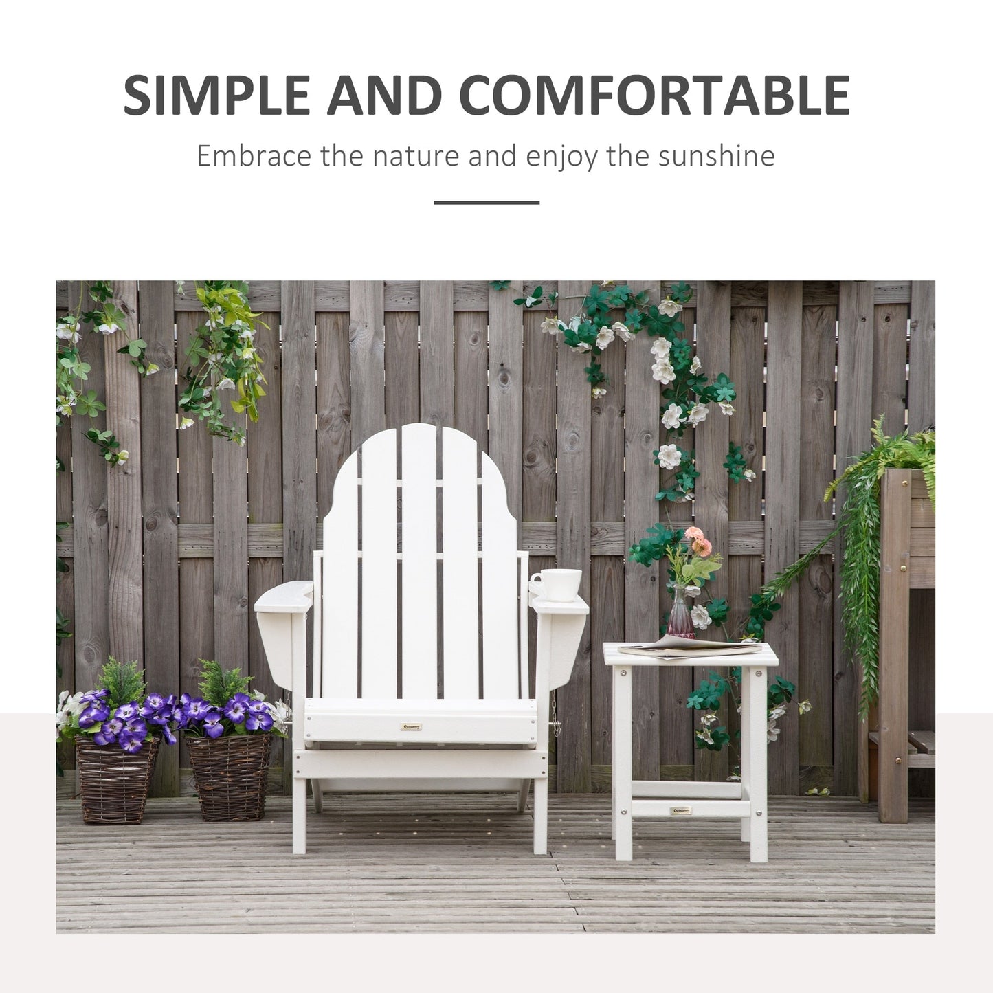 Chaise Adirondack pliante Outsunny, chaises longues d'extérieur en plastique PEHD résistant aux intempéries pour terrasse, patio et jardin