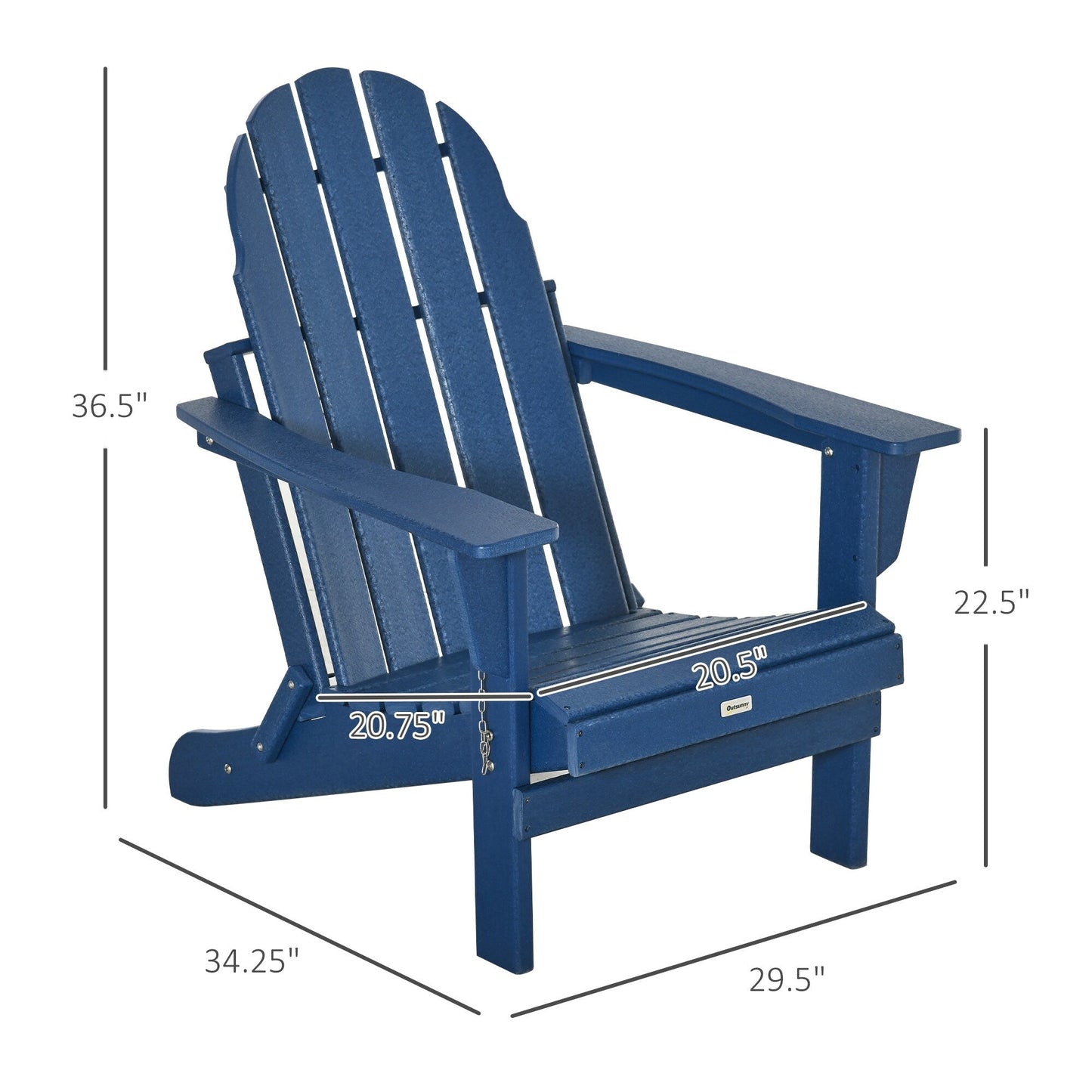 Chaise Adirondack pliante Outsunny, chaises longues d'extérieur en plastique PEHD résistant aux intempéries pour terrasse, patio et jardin