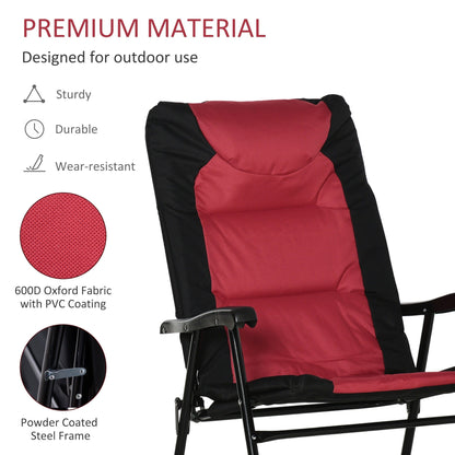 Ensemble de fauteuil à bascule pliant Outsunny avec assise et dossier rembourrés, oreiller