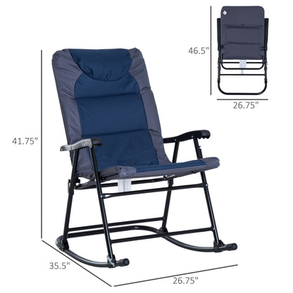 Ensemble de fauteuil à bascule pliant Outsunny avec assise et dossier rembourrés, oreiller