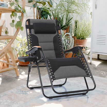Fauteuil lounge XL surdimensionné rembourré zéro gravité avec accoudoirs plus larges, inclinable et porte-gobelet - Non disponible