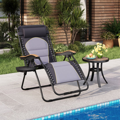 Fauteuil lounge XL surdimensionné rembourré zéro gravité avec accoudoirs plus larges, inclinable et porte-gobelet - Non disponible