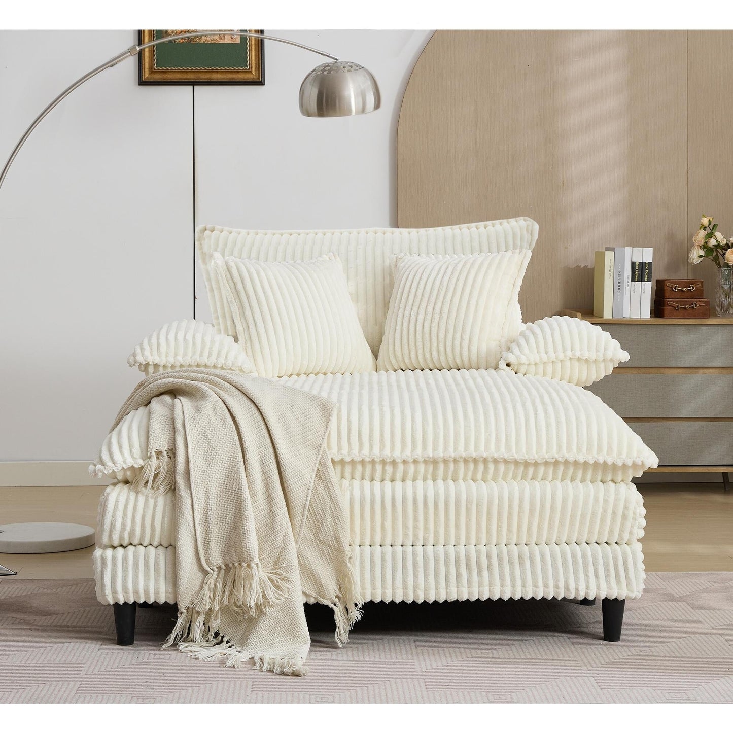 Canapé-lit surdimensionné en velours côtelé moelleux, réglable