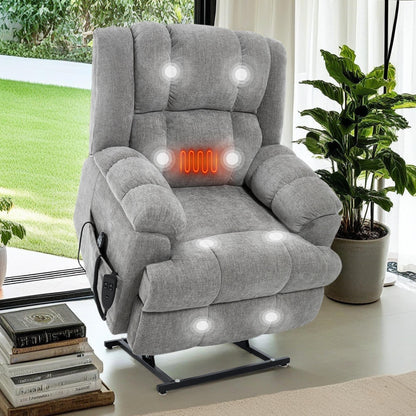 Fauteuil inclinable électrique surdimensionné en chenille avec massage et chauffage lombaire, inclinaison à positions infinies