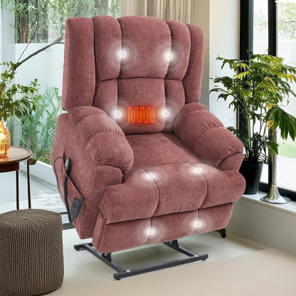 Fauteuil inclinable électrique surdimensionné en chenille avec massage et chauffage lombaire, inclinaison à positions infinies