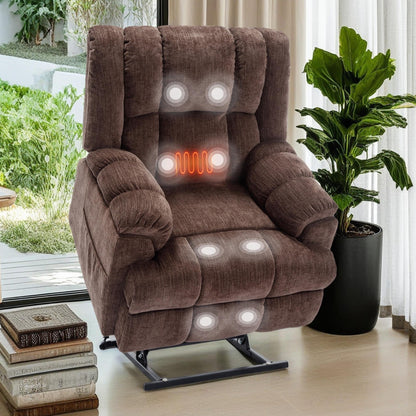 Fauteuil inclinable électrique surdimensionné en chenille avec massage et chauffage lombaire, inclinaison à positions infinies