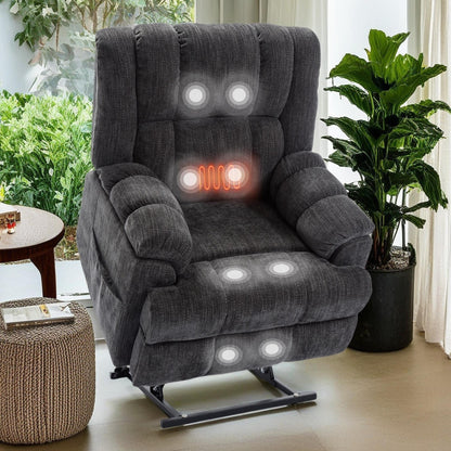 Fauteuil inclinable électrique surdimensionné en chenille avec massage et chauffage lombaire, inclinaison à positions infinies