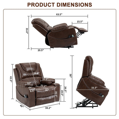 Fauteuil inclinable électrique surdimensionné, fauteuil releveur électrique pour personnes âgées, 400 lbs.