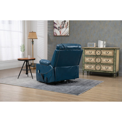 Fauteuil inclinable électrique surdimensionné en cuir PU avec fonction massage, chauffage lombaire, porte-gobelet, inclinaison à 180°