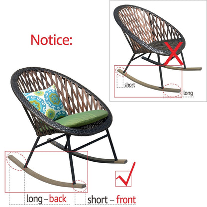 Ensemble bistro de patio OVIOS 3 pièces avec fauteuil à bascule et table basse en verre