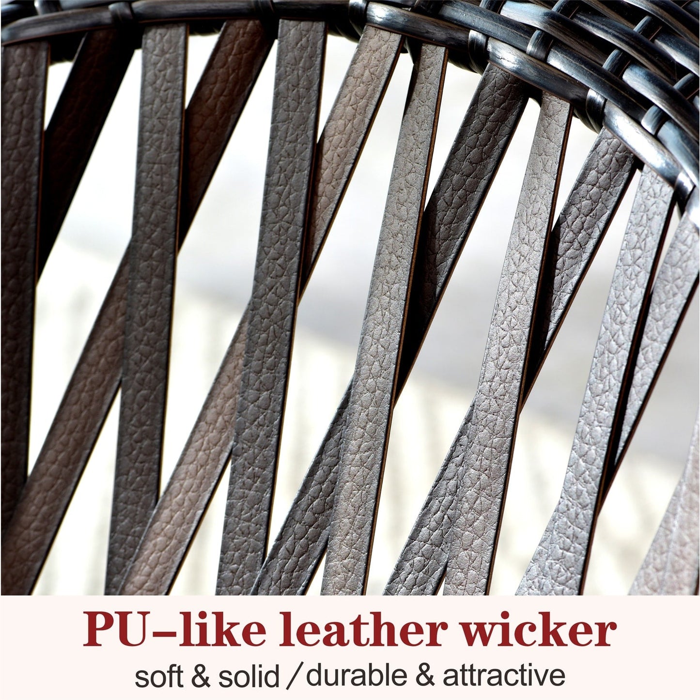 Ensemble bistro de patio OVIOS 3 pièces avec fauteuil à bascule et table basse en verre