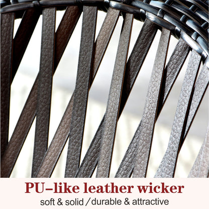 Ensemble bistro de patio OVIOS 3 pièces avec fauteuil à bascule et table basse en verre