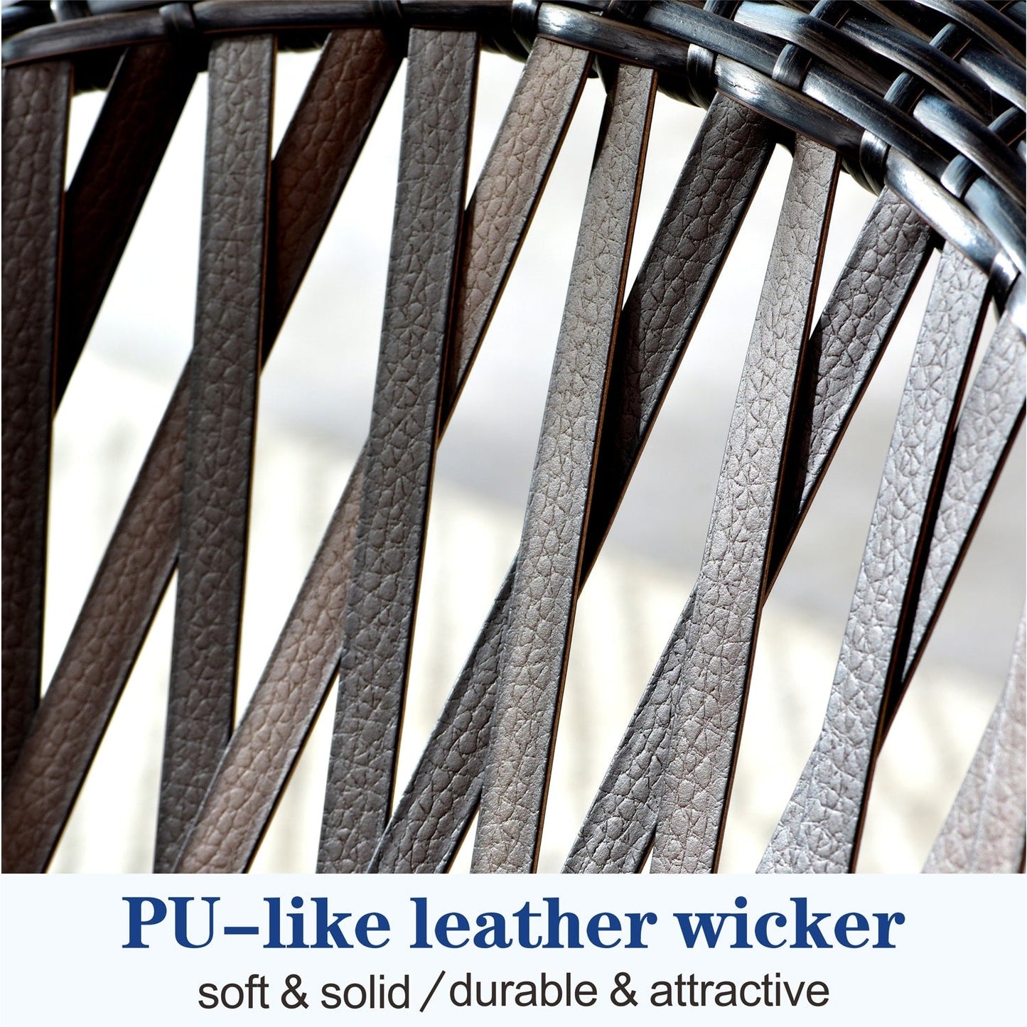 Ensemble bistro de patio OVIOS 3 pièces avec fauteuil à bascule et table basse en verre