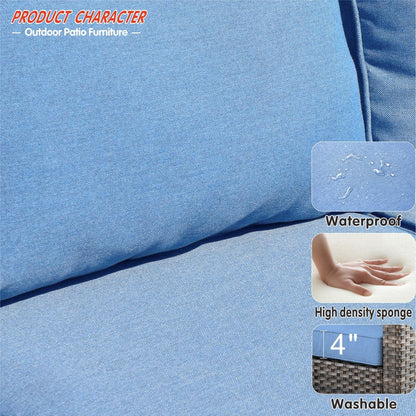 Ensemble de mobilier de patio OVIOS 5 pièces en résine tressée avec dossier haut