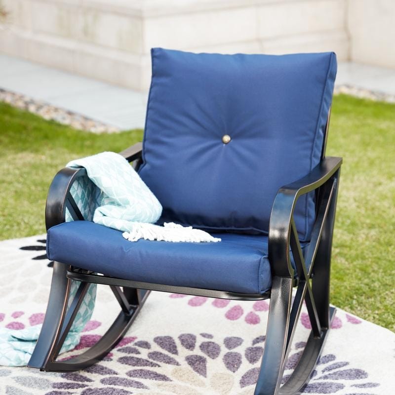 Ensemble de conversation 3 pièces pour fauteuil à bascule d'extérieur PATIO FESTIVAL avec coussins