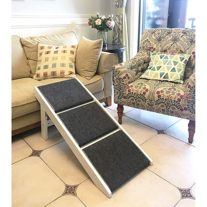 Escalier pliable portable 2 en 1 PAWLAND pour chiens et chats, idéal pour les lits hauts. Il sert également de marchepied facile à monter.