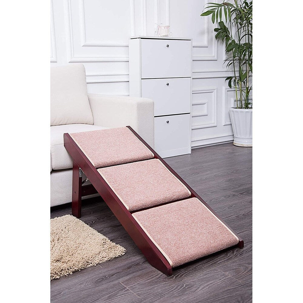 Escalier pliable portable 2 en 1 PAWLAND pour chiens et chats, idéal pour les lits hauts. Il sert également de marchepied facile à monter.