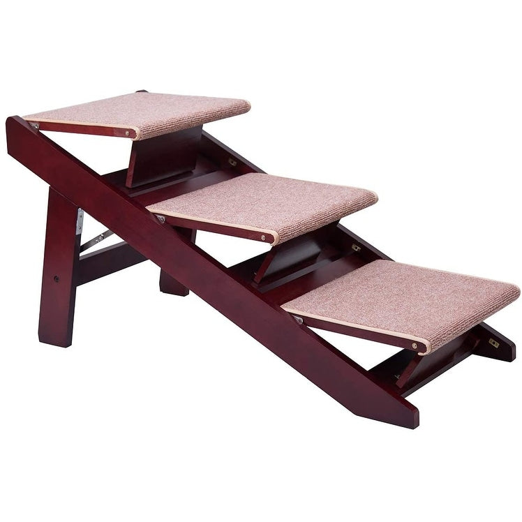 Escalier pliable portable 2 en 1 PAWLAND pour chiens et chats, idéal pour les lits hauts. Il sert également de marchepied facile à monter.