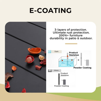 Ensemble de salle à manger d'extérieur MAISON ARTS 6 pièces avec parasol à 3 niveaux inclinable automatiquement de 3 m : 4 chaises d'extérieur en métal, 1 table à manger carrée en métal