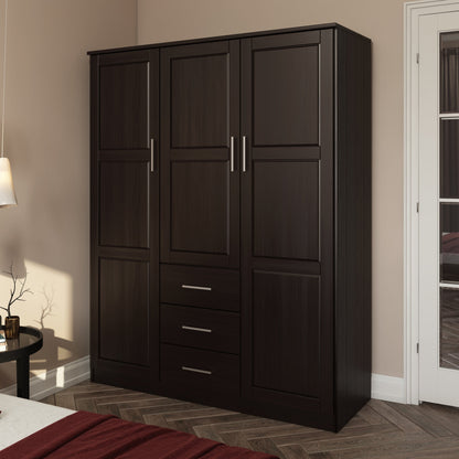 Armoire-penderie Palace Imports Cosmo 3 portes, 100 % bois massif, avec portes en bois massif ou miroir