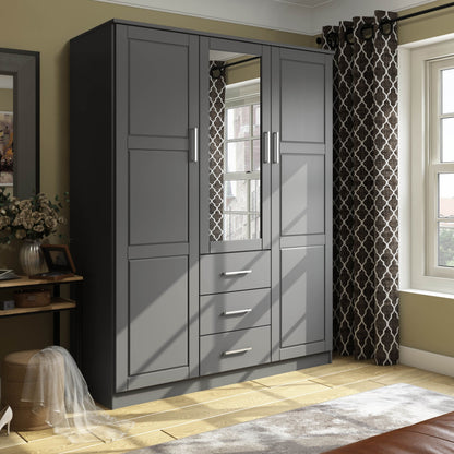 Armoire-penderie Palace Imports Cosmo 3 portes, 100 % bois massif, avec portes en bois massif ou miroir