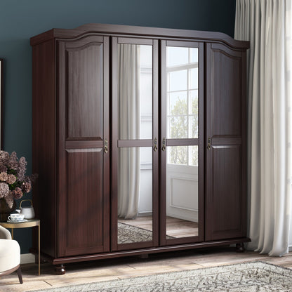 Armoire-penderie Kyle 4 portes de Palace Imports, 100 % bois massif, avec portes en bois massif ou miroir