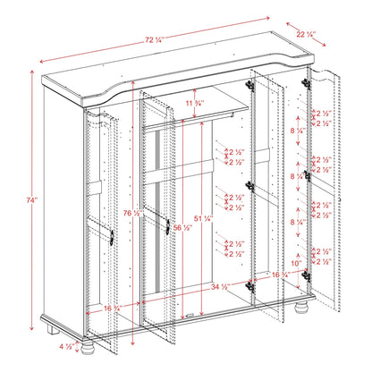 Armoire-penderie Kyle 4 portes de Palace Imports, 100 % bois massif, avec portes en bois massif ou miroir