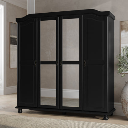 Armoire-penderie Kyle 4 portes de Palace Imports, 100 % bois massif, avec portes en bois massif ou miroir