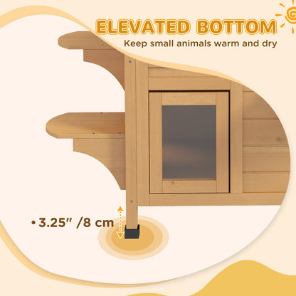 Niche extérieure à deux étages en bois de sapin PawHut, abri pour chats errants avec toit en asphalte ouvrable, pour une utilisation intérieure/extérieure, blanc/gris