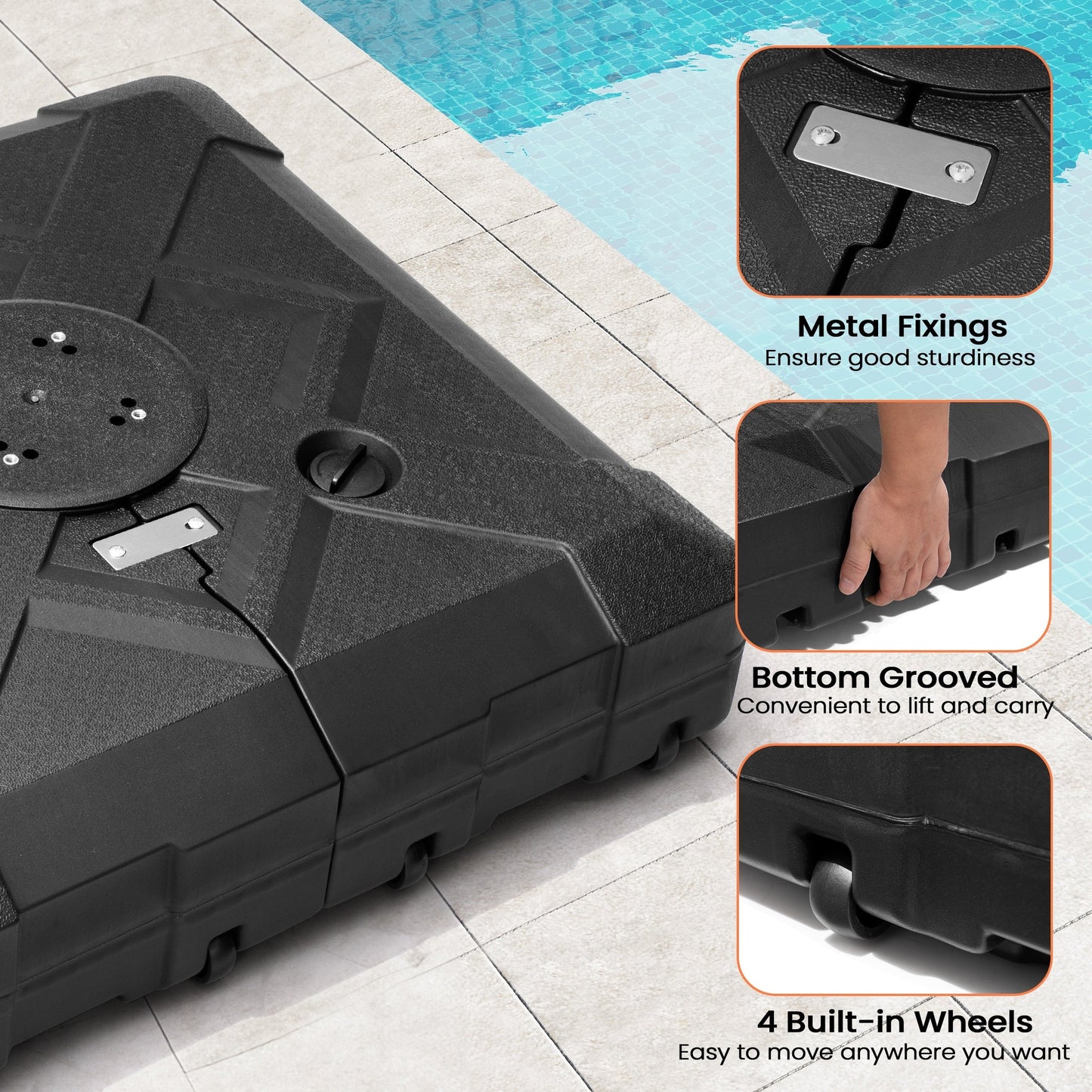 Pied de parasol déporté Pellabant 220 lb avec roulettes - Non disponible