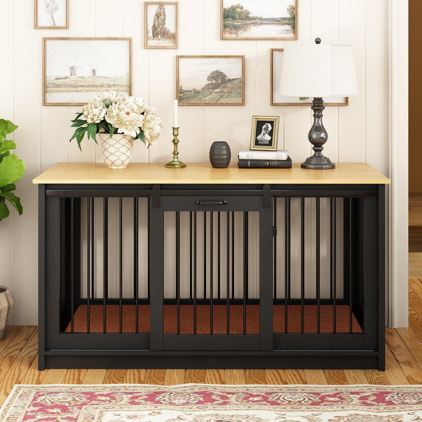 Cage pour chien élégante et robuste avec renfort en tubes de fer