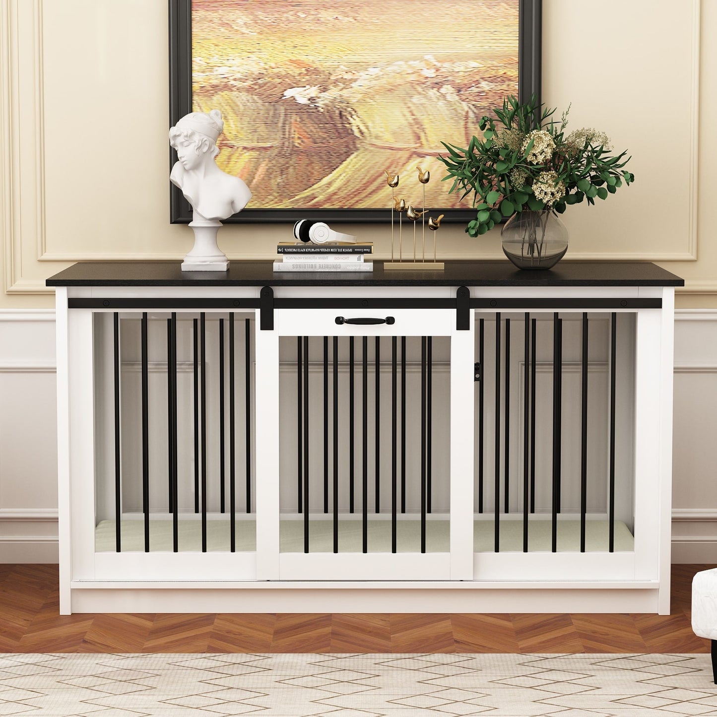 Cage pour chien élégante et robuste avec renfort en tubes de fer