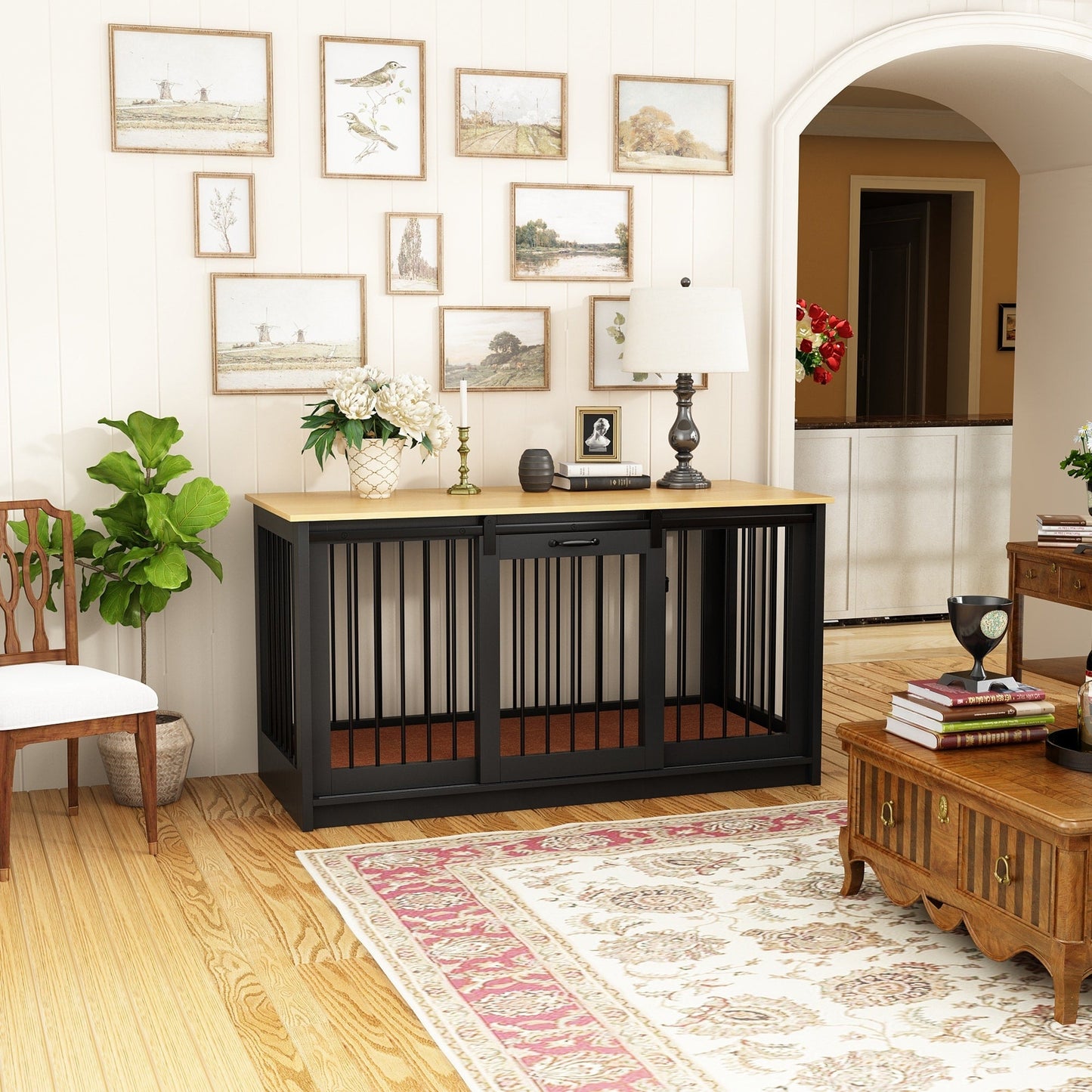 Cage pour chien élégante et robuste avec renfort en tubes de fer