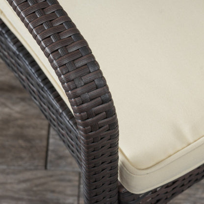 Ensemble bistro d'extérieur en osier 3 pièces Peterson avec coussins par Christopher Knight Home