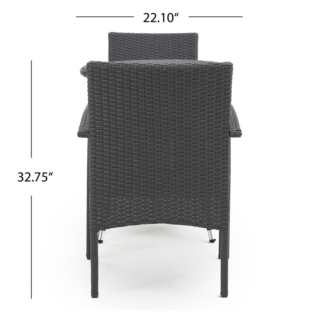 Ensemble bistro d'extérieur en osier 3 pièces Peterson avec coussins par Christopher Knight Home