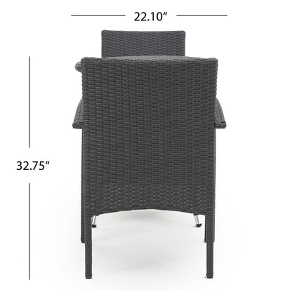 Ensemble bistro d'extérieur en osier 3 pièces Peterson avec coussins par Christopher Knight Home