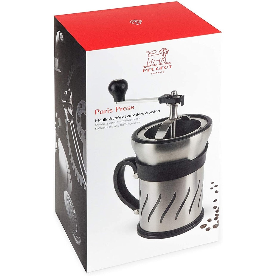 Moulin à café/cafetière à piston Peugeot 35257 Paris Press, acier inoxydable - 7,6 x 7,6 x 15,2 cm