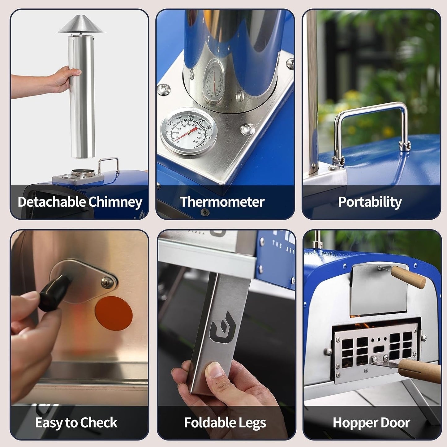 Four à pizza portable à bois d'extérieur avec pelle à pizza et sac de transport - 40 cm