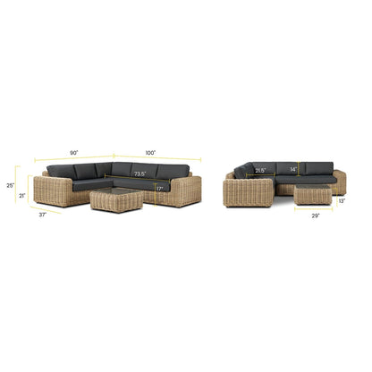 Ensemble de canapé d'angle d'extérieur/terrasse Poly &amp; Bark Puglia avec table basse