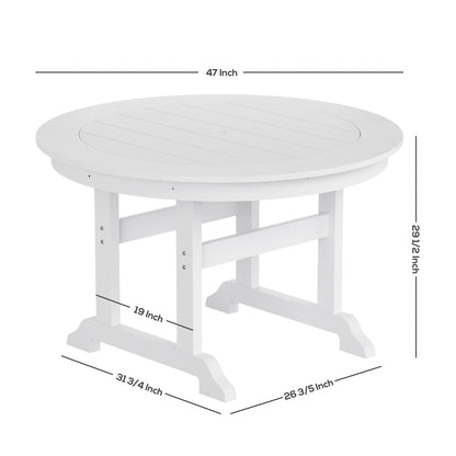 Ensemble de salle à manger d'extérieur Polytrends Laguna en PEHD résistant aux intempéries, avec table ronde et fauteuils (ensemble de 5 pièces)