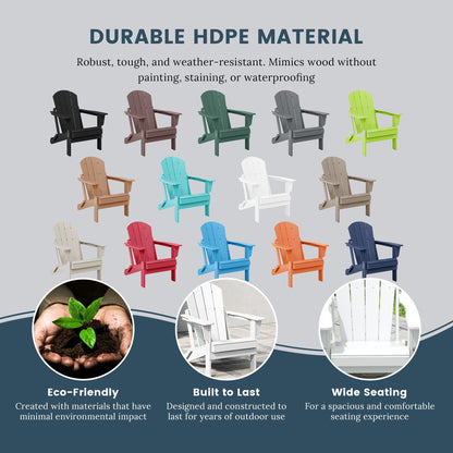 Chaise Adirondack pliante d'extérieur Polytrends Laguna résistante à la décoloration et aux intempéries