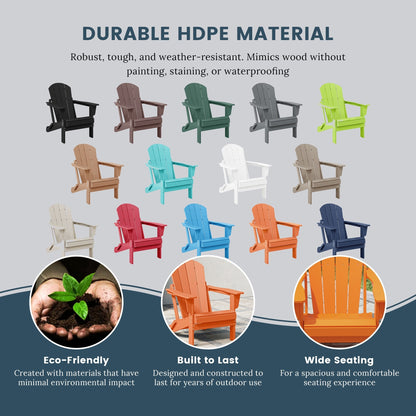 Chaise Adirondack pliante d'extérieur Polytrends Laguna résistante à la décoloration et aux intempéries