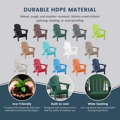 Chaise Adirondack pliante d'extérieur Polytrends Laguna résistante à la décoloration et aux intempéries