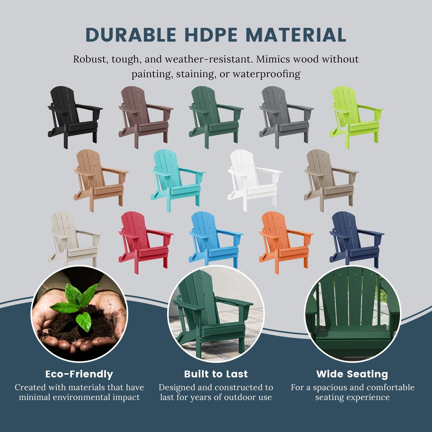 Chaises Adirondack pliantes d'extérieur Polytrends Laguna résistantes aux intempéries (ensemble de 4)