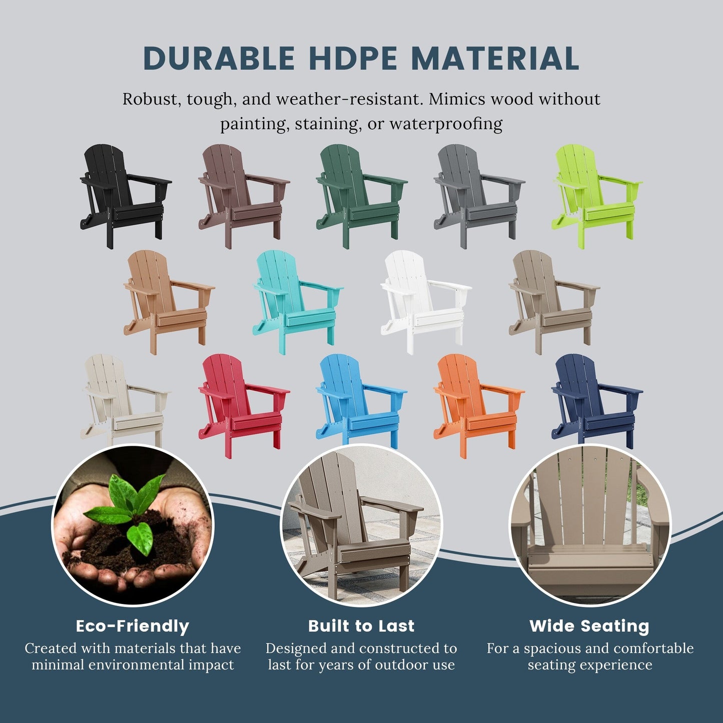 Chaises Adirondack pliantes d'extérieur Polytrends Laguna résistantes aux intempéries (ensemble de 4)