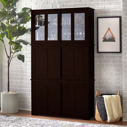 Vitrine empilable à porte coulissante en verre Porch &amp; Den Jefferson