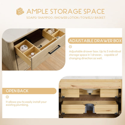 Meuble-lavabo Porto avec plateau en quartz blanc, sans miroir.